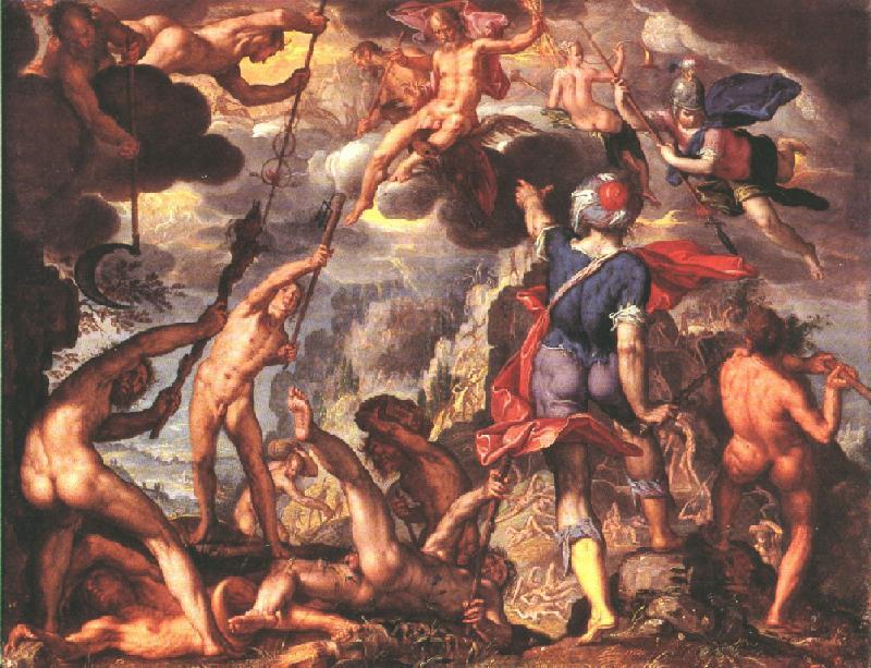 WTEWAEL, Joachim The Battle Between the Gods and the Titans iyu oil painting picture